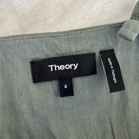 Theory Linen A-line Midi Dress Spaghetti Straps - Picture 6 of 8